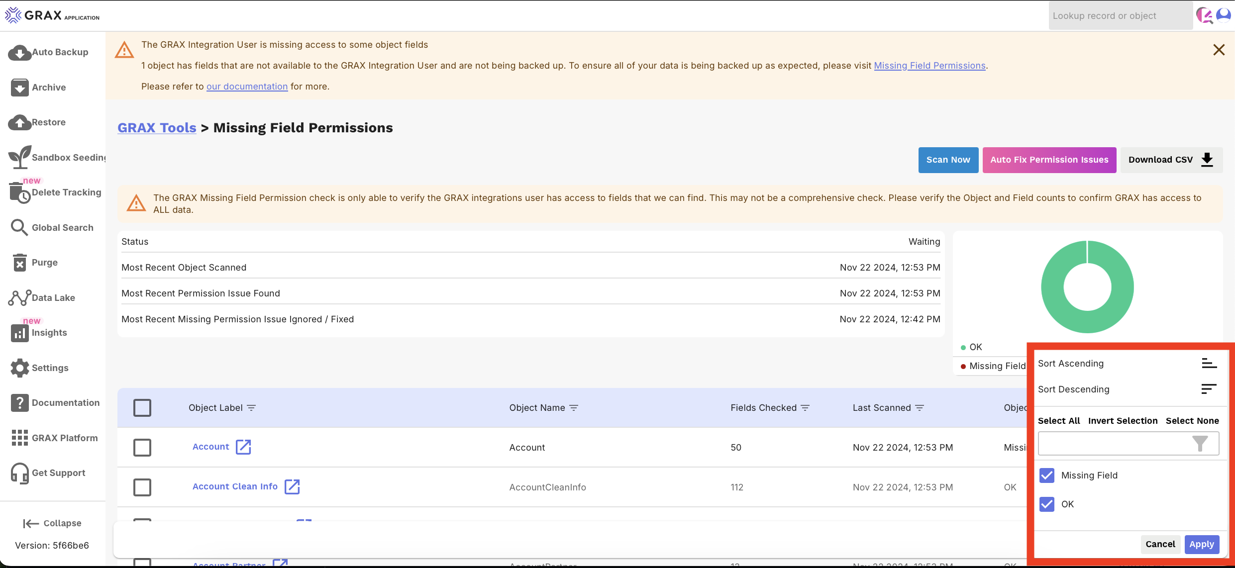 Sorting Missing Field Permissions 2