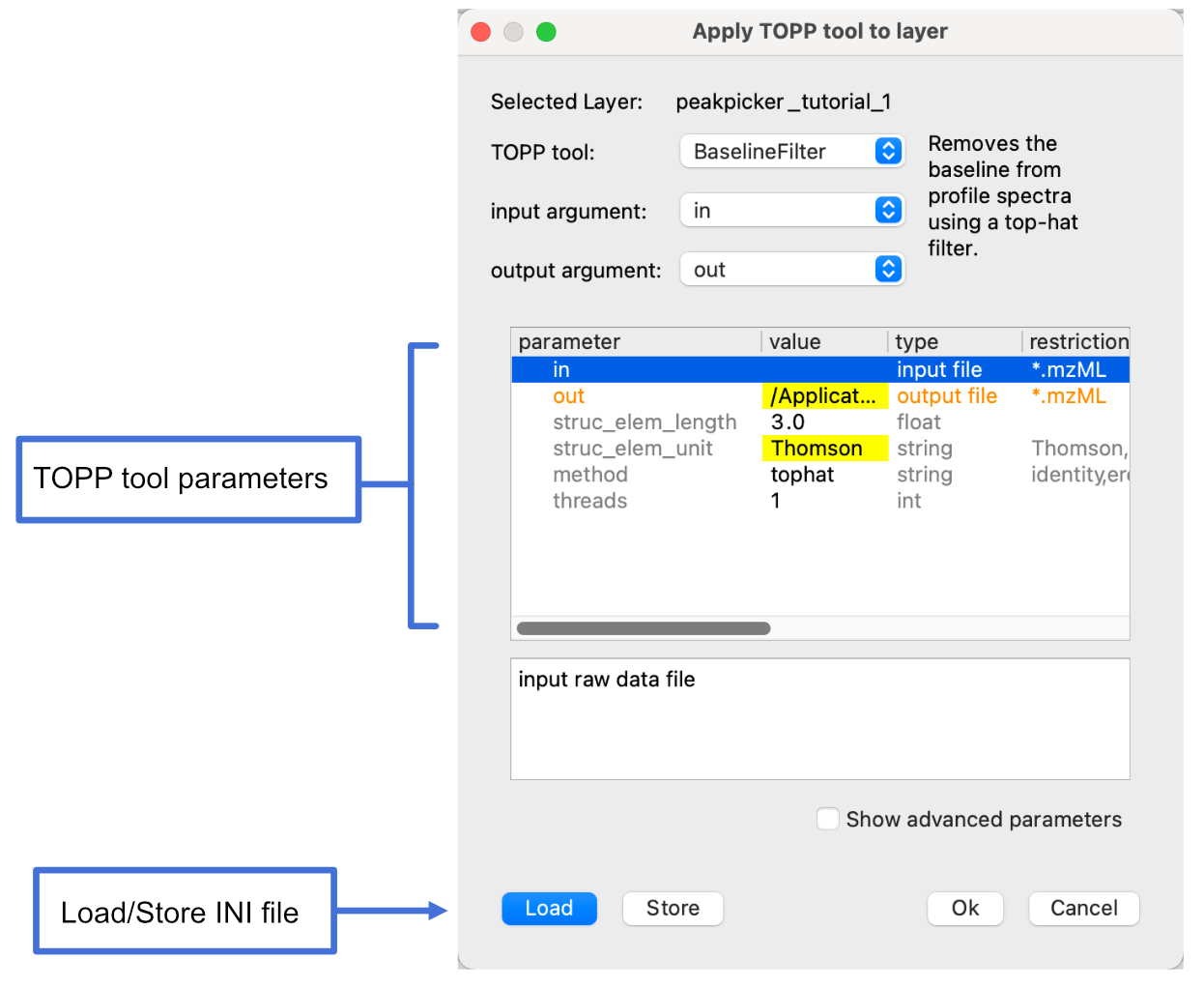 edit parameters and save INI file or load pre-existing INI file