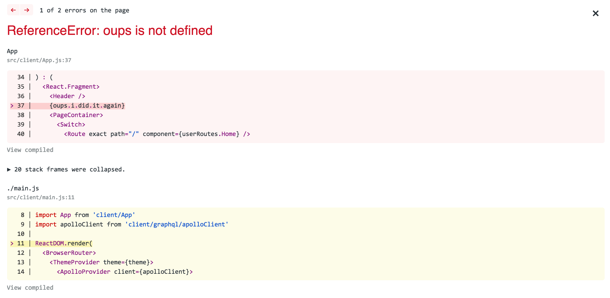 Error Overlay Webpack Plugin Example