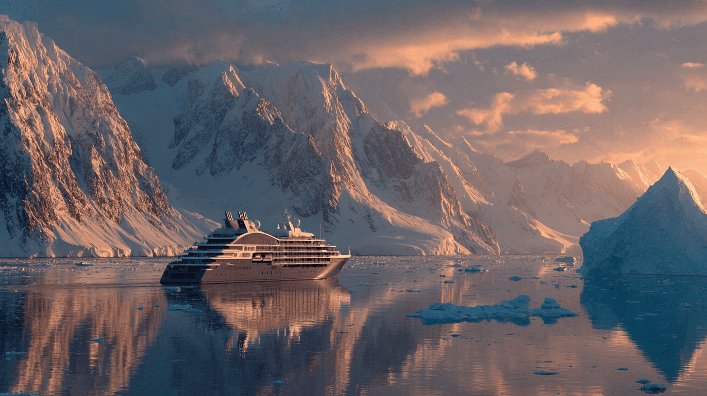 Navire d'expédition Ponant ancré dans une crique méditerranéenne préservée avec passagers en zodiac