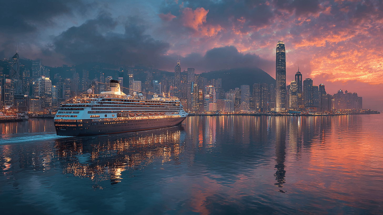 Port de croisière d'Héraklion en Crète avec navire amarré et remparts vénitiens en arrière-plan