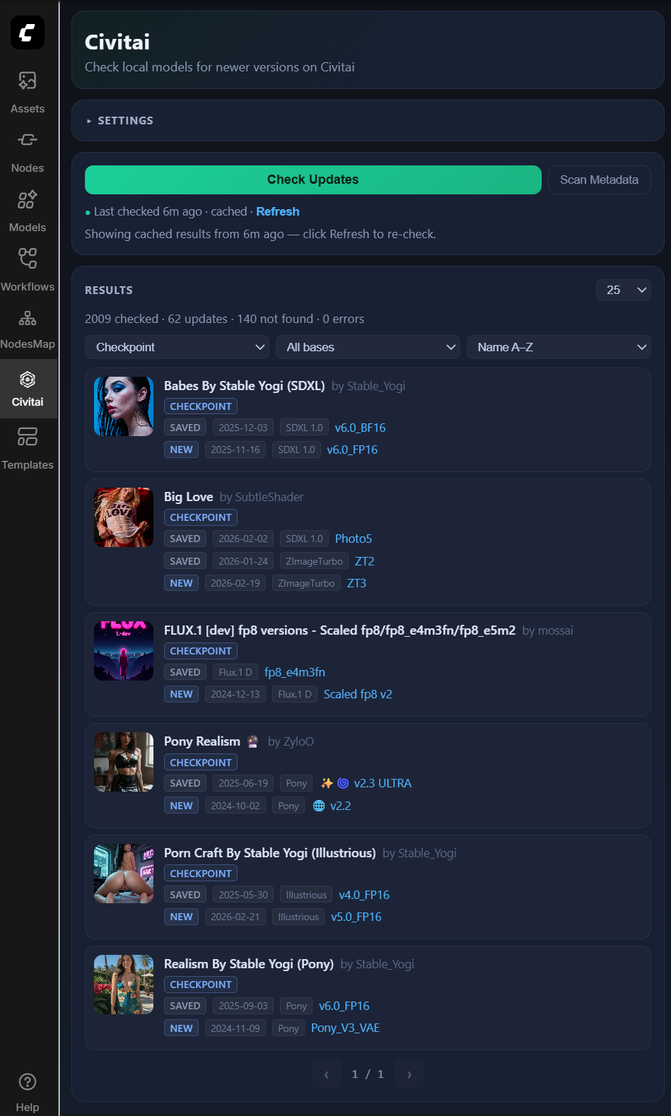 Civitai Updater Sidebar Panel