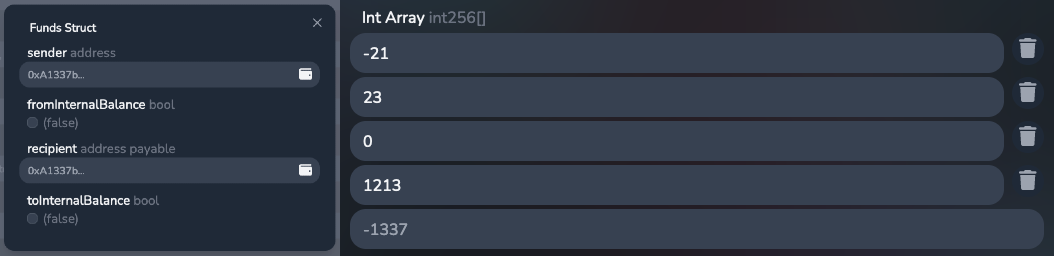 Struct and Array input