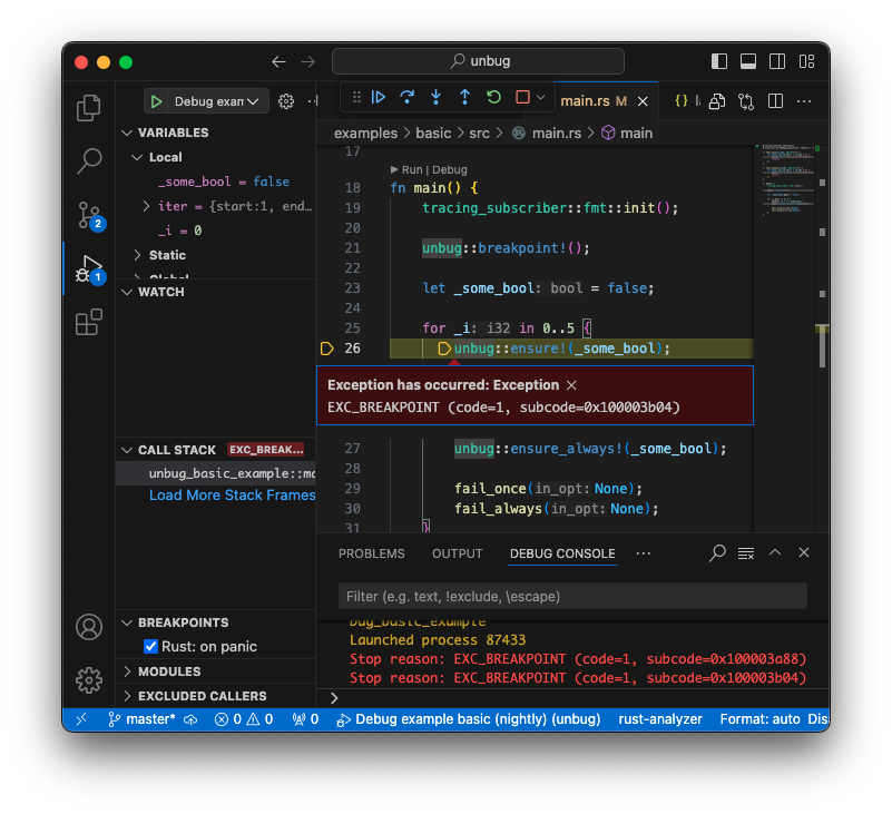 VSCode debugging example