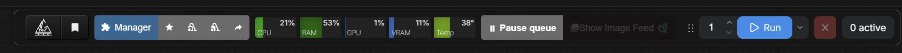 Pause queue button in the ComfyUI top bar