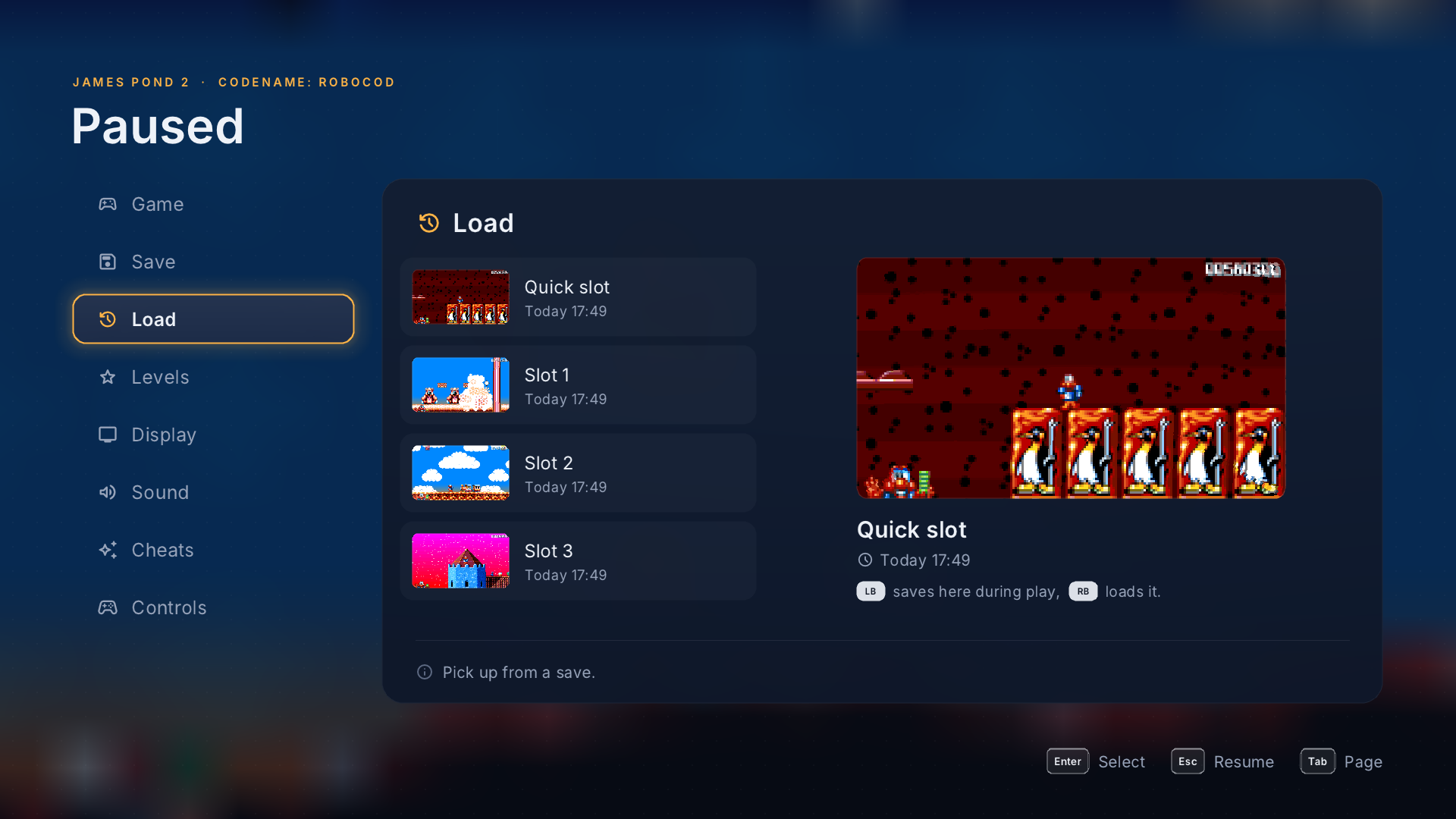 Save slots with pictures