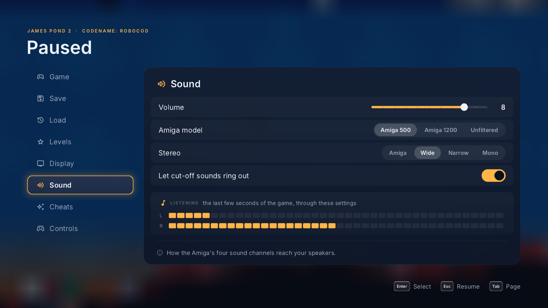Sound settings