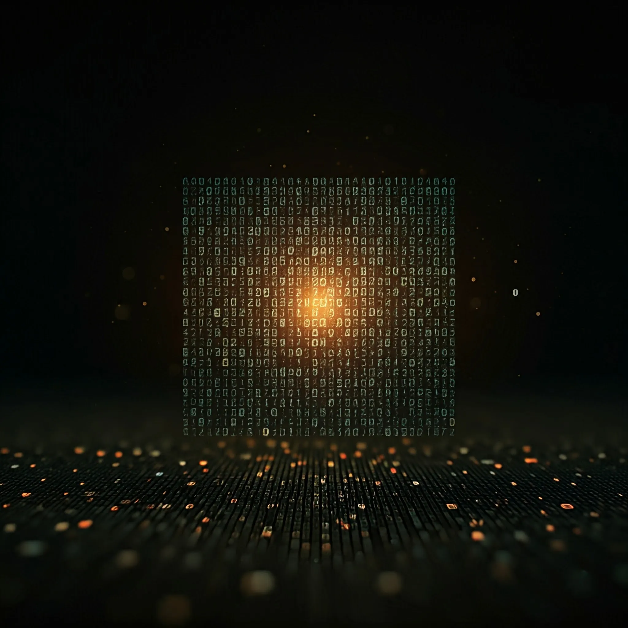 A series of glowing squares being formed from numbers, each square glowing brighter as it becomes perfect.