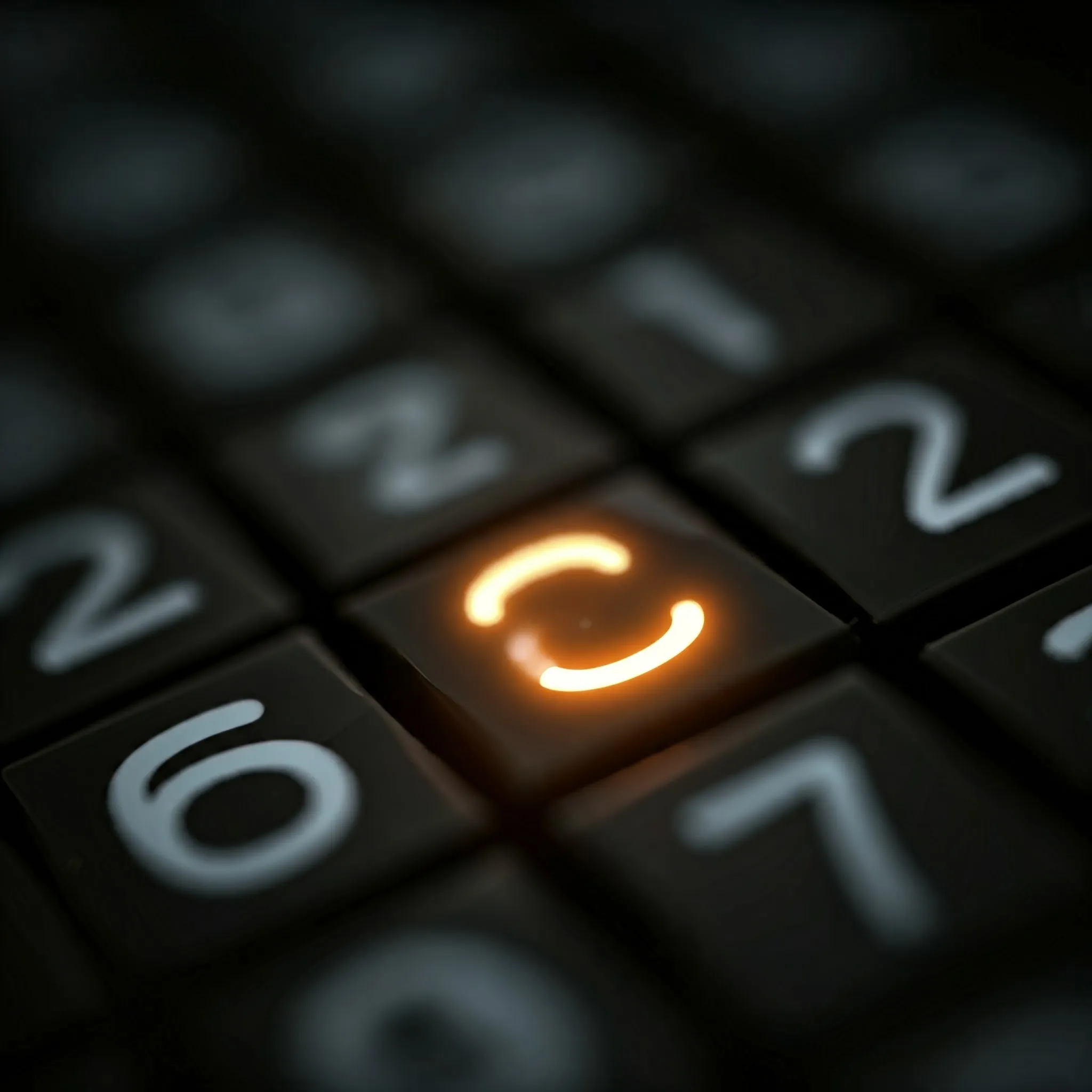 A glowing sequence of digits where the nth digit is softly illuminated and revealed.