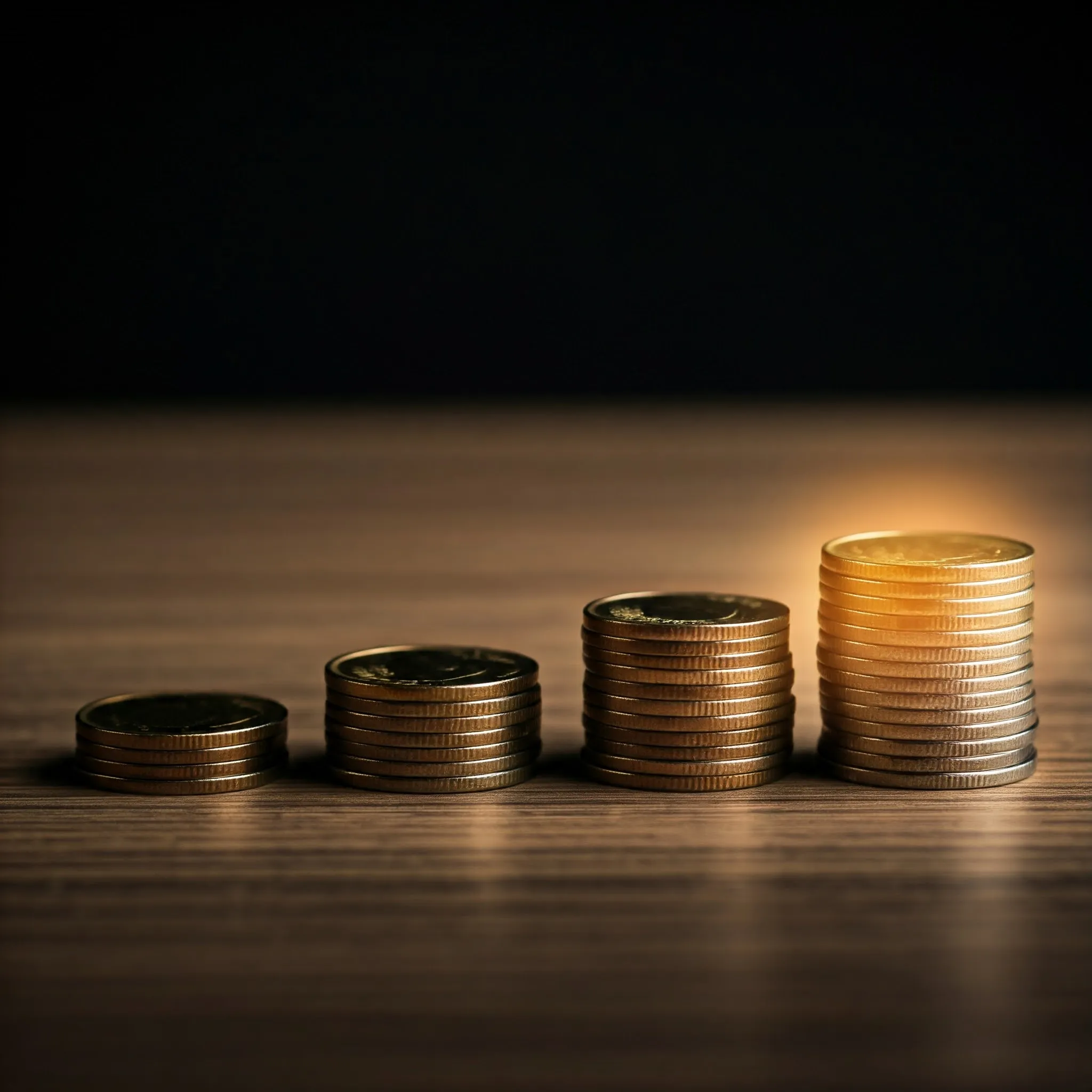 A series of coins where the minimum number of coins needed to make a change is glowing and highlighted.