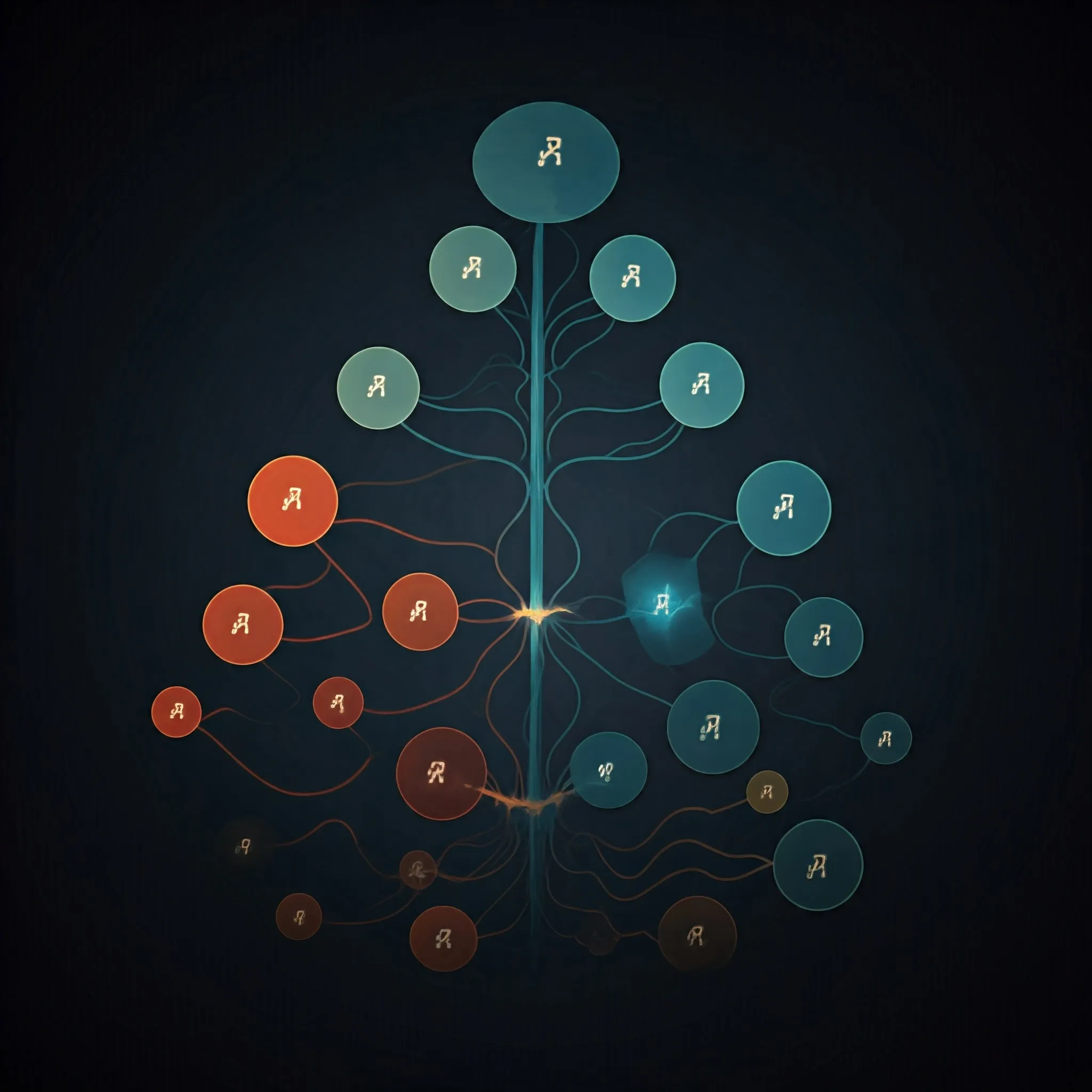 A binary search tree where each node is gradually updated to a greater tree, with each transformation softly highlighted.