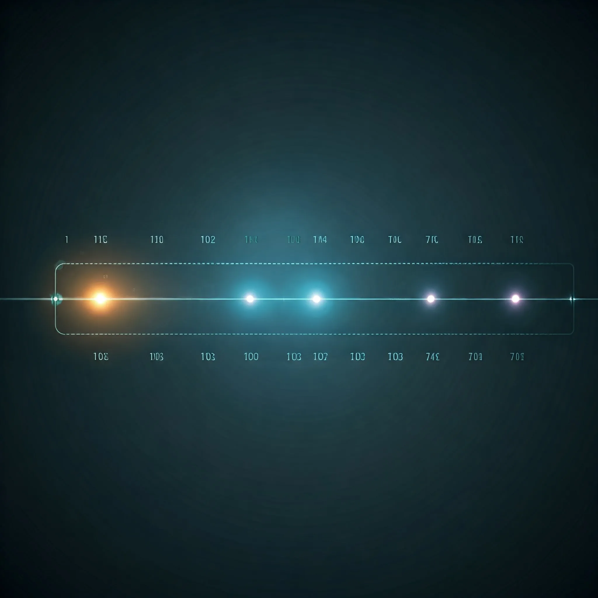 A timeline of function executions, where the exclusive time for each function is highlighted and softly glowing.