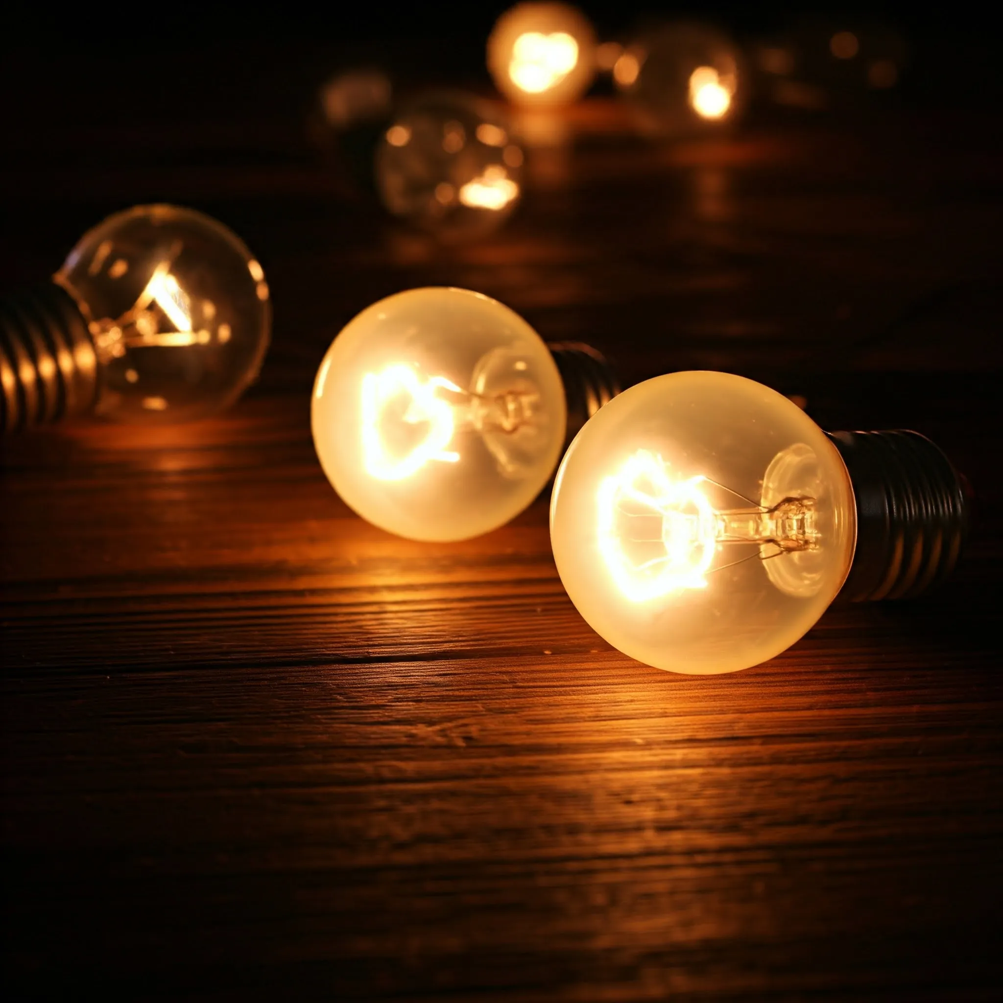 A set of bulbs where switches are turned on and off, with each change softly glowing.