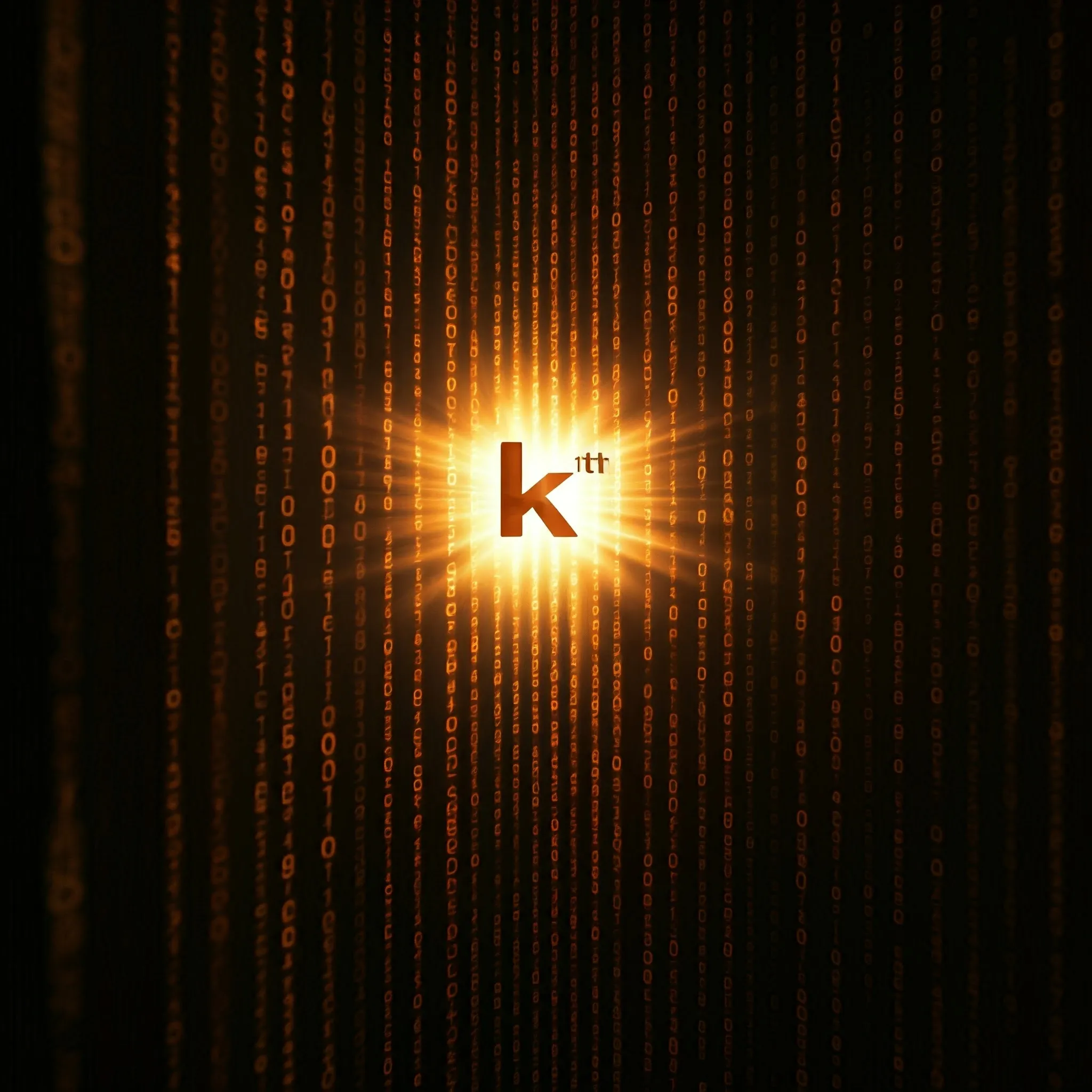 A stream of numbers where the kth largest element is identified, glowing brightly as it’s found.