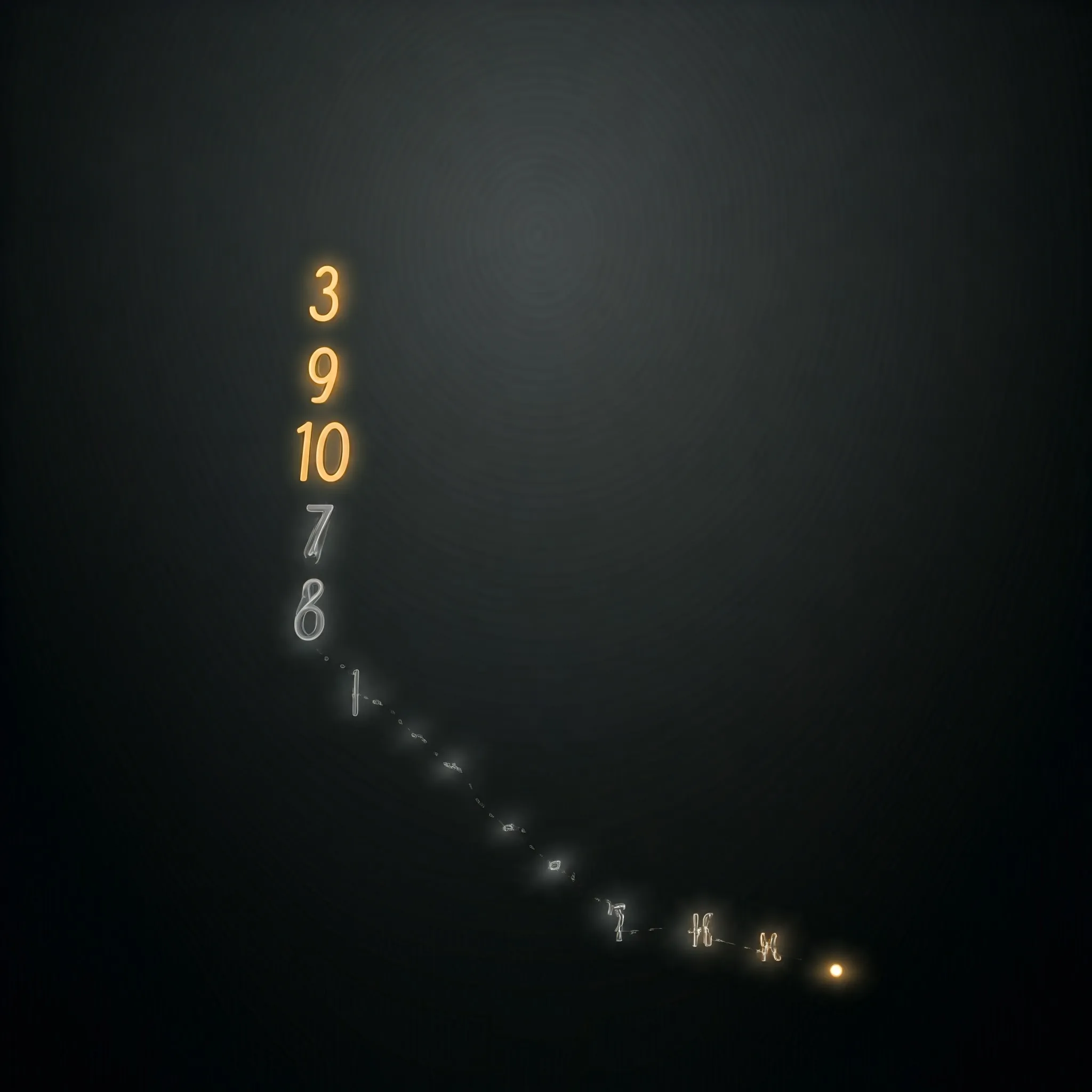 A number line where the steps to reach a target number are traced, with each step glowing softly.