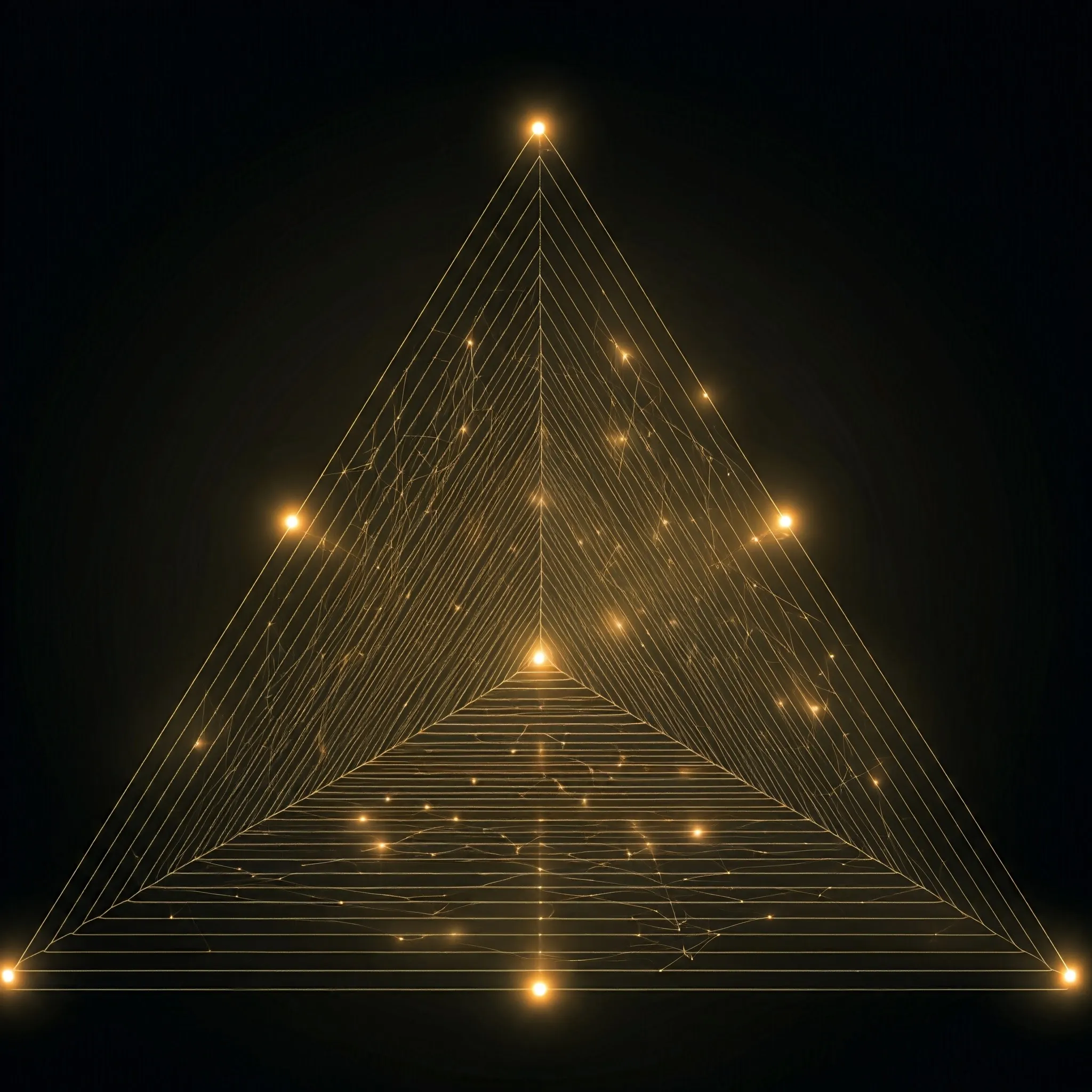 A pyramid structure where transitions occur, with the valid transitions glowing softly as they are made.