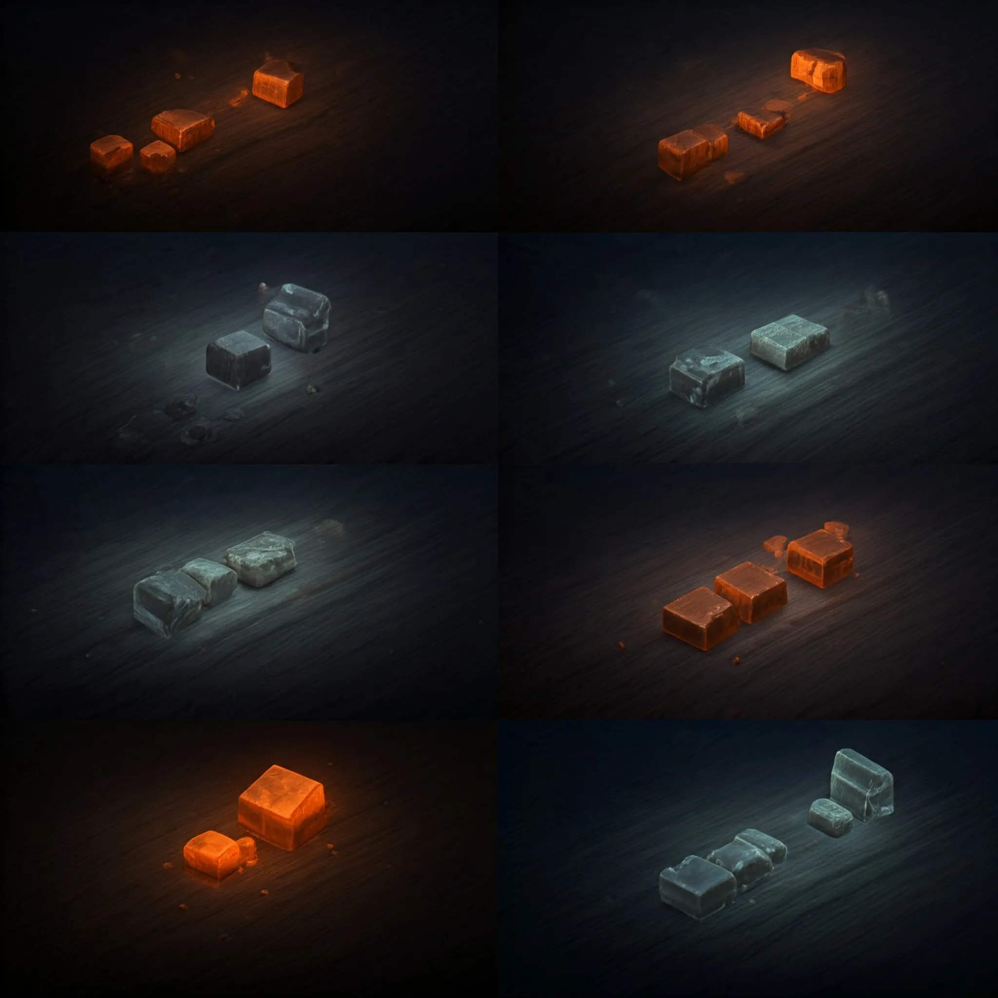 A sequence where chunks are sorted, with each sorted chunk glowing softly as the process completes.