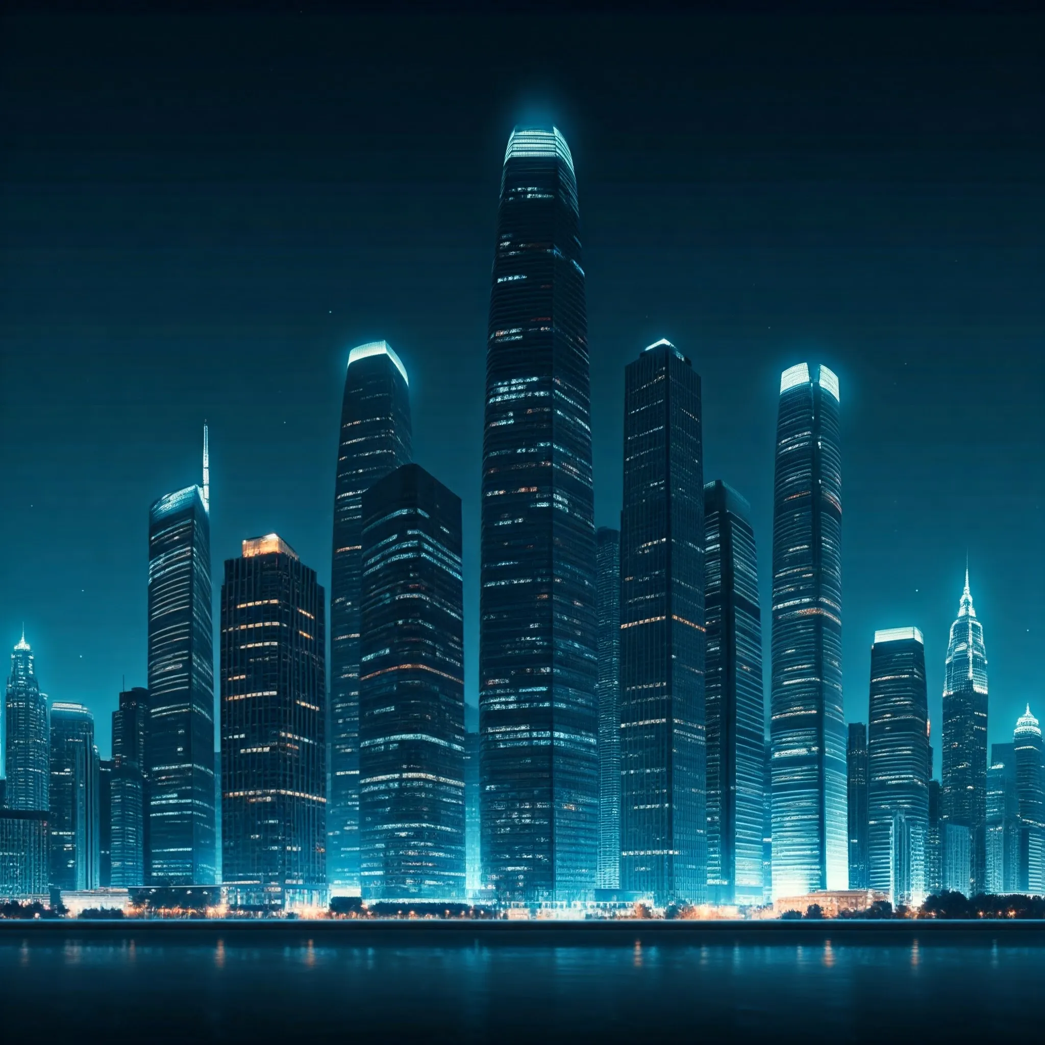 A skyline of buildings with the maximum increase calculated, glowing softly as each increase is added.