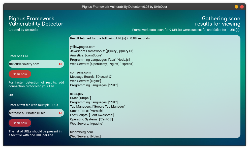 Multiple URL scan through batch file input (v0.03 onwards)