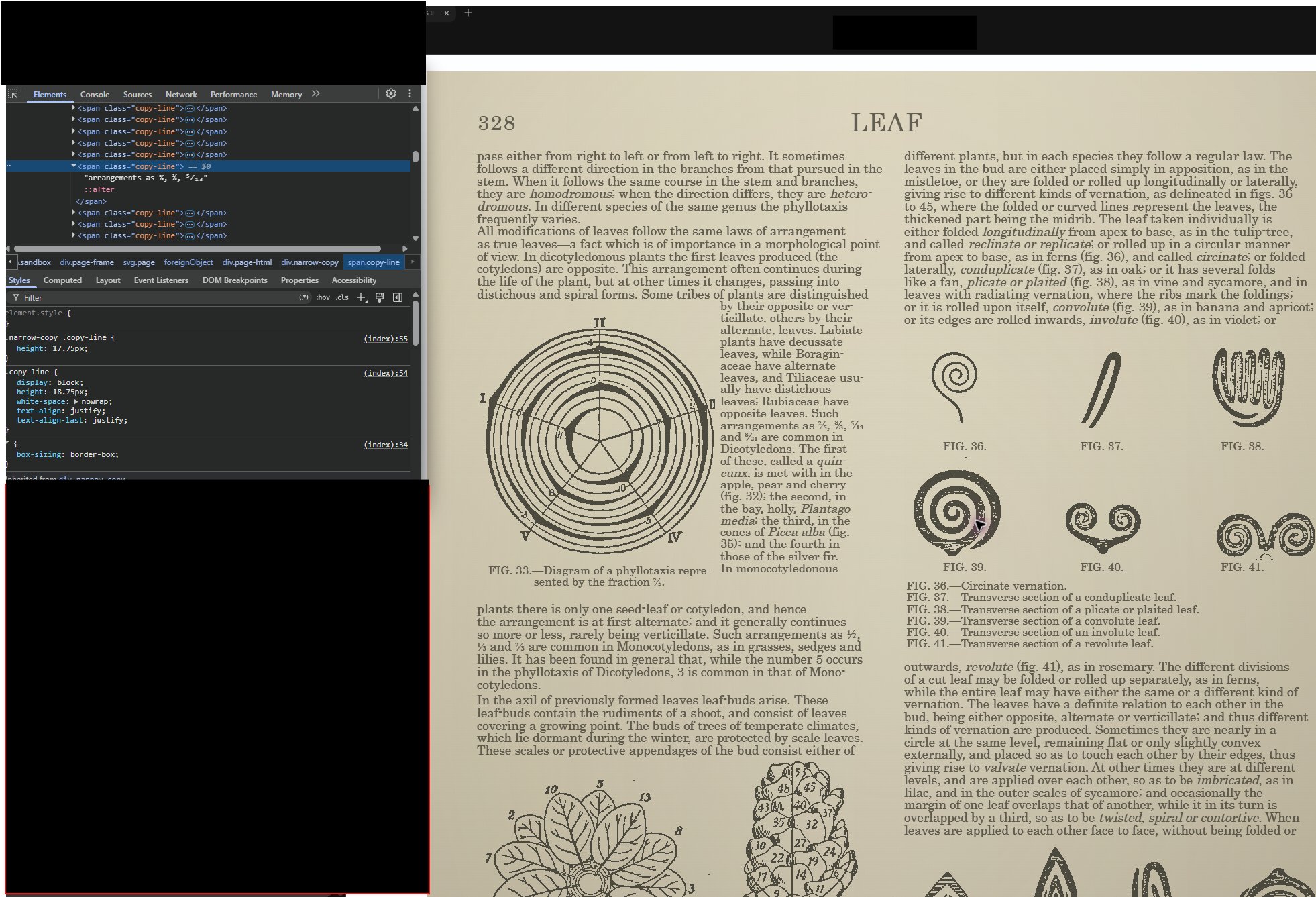 Early browser evidence from the trace test, showing the source page and selected reference content