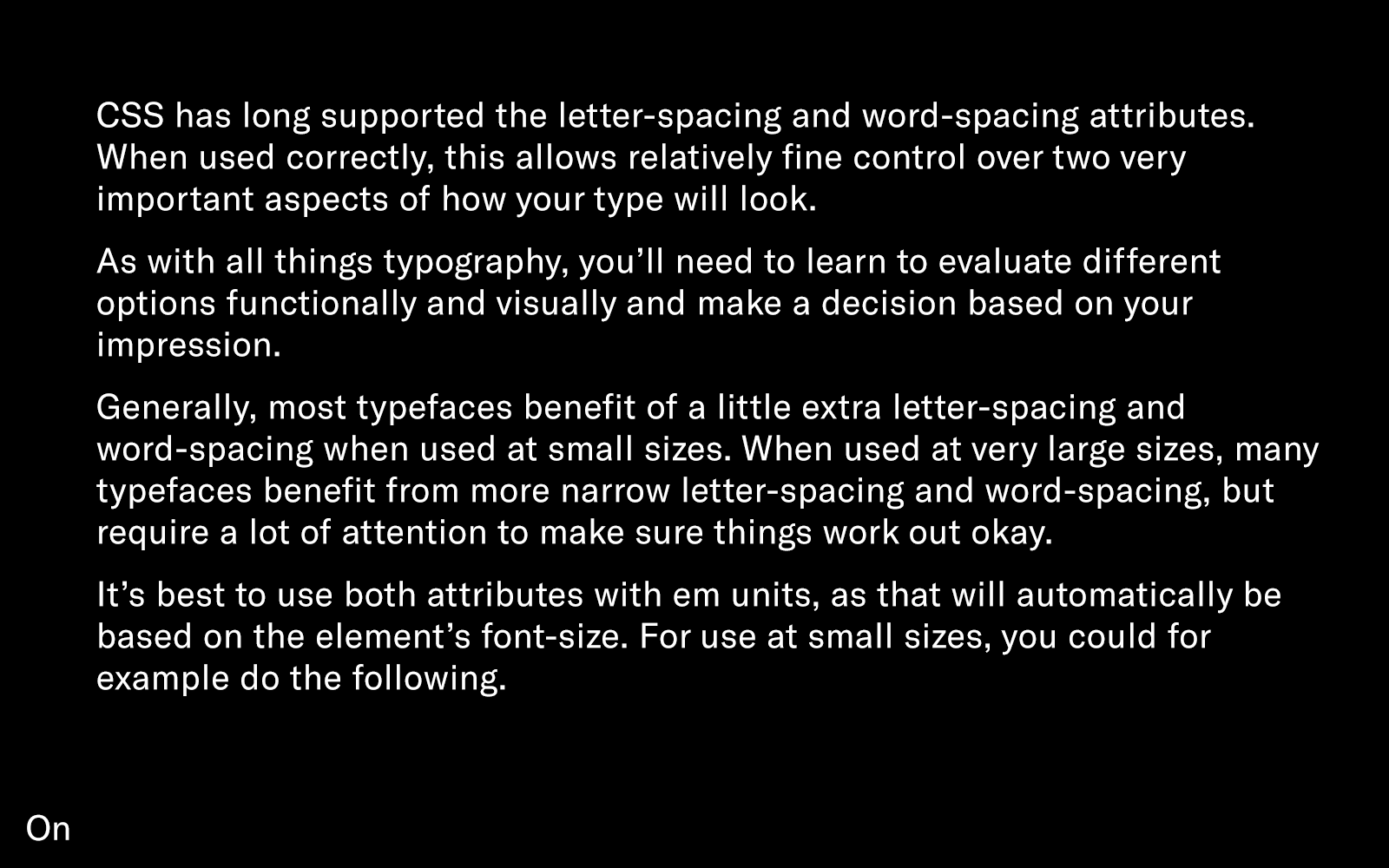 Image to explain letter-spacing and word-spacing