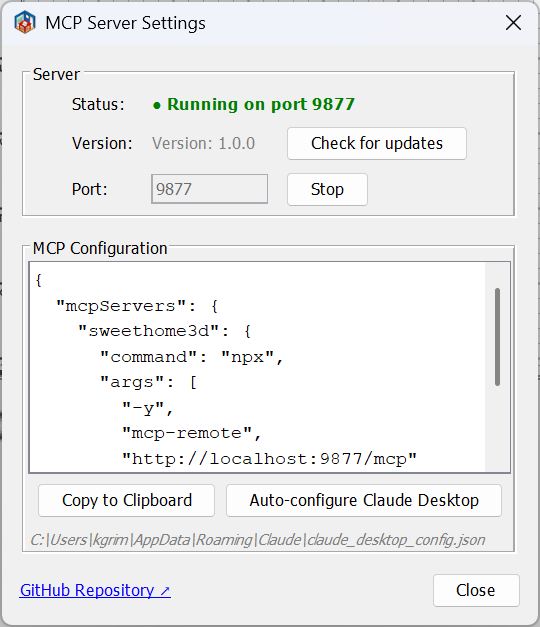 MCP Server Settings dialog