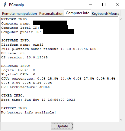 computer / system info window