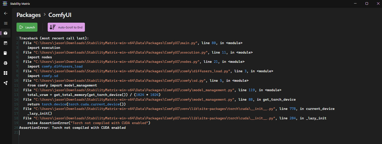 Stability Matrix Error