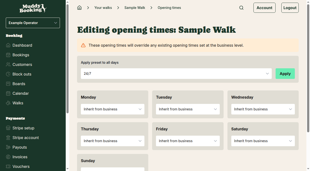 walk-level-opening-times