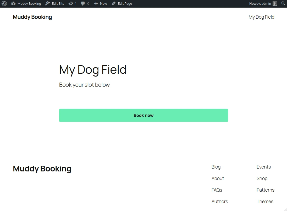 Finished booking form on WordPress
