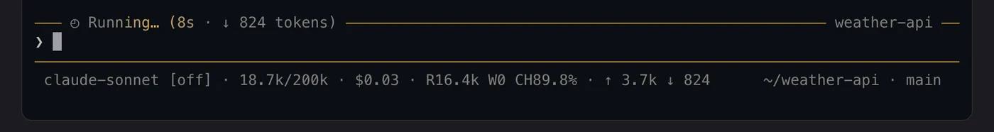 The input bar with a session name and a coloured border