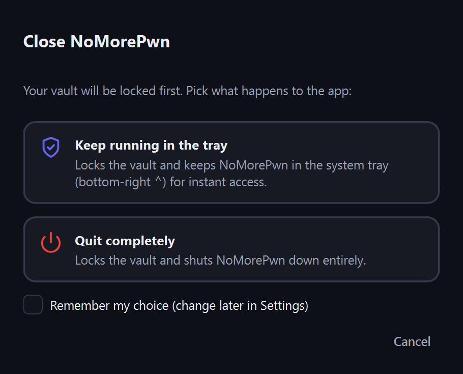 Close prompt