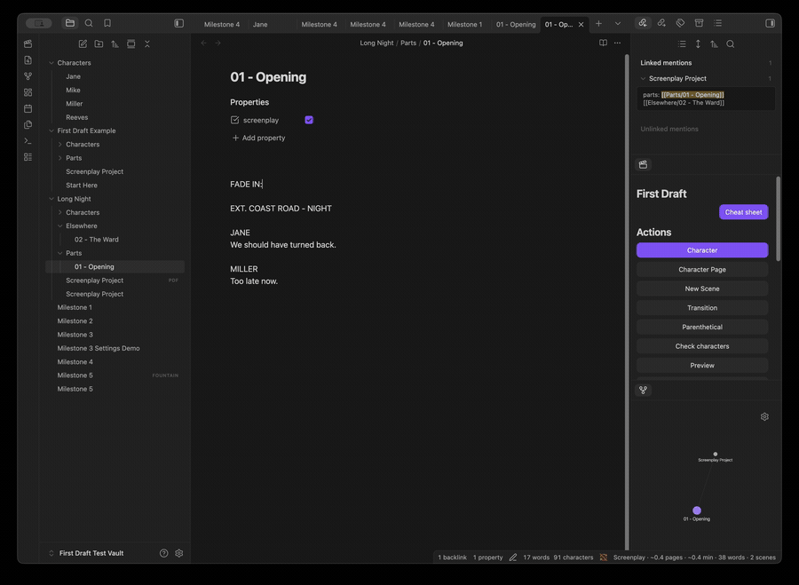 First Draft preview and PDF export