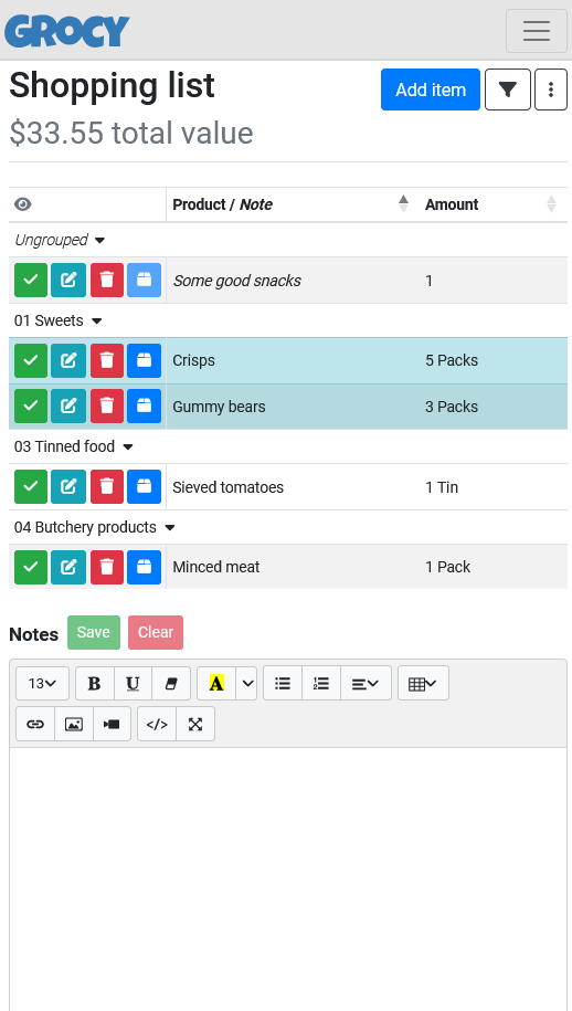 Grocy screenshot 2