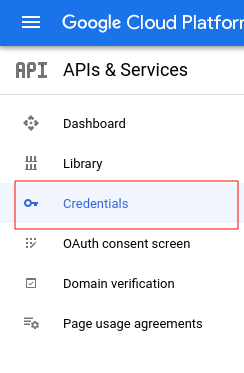 Credentials menu