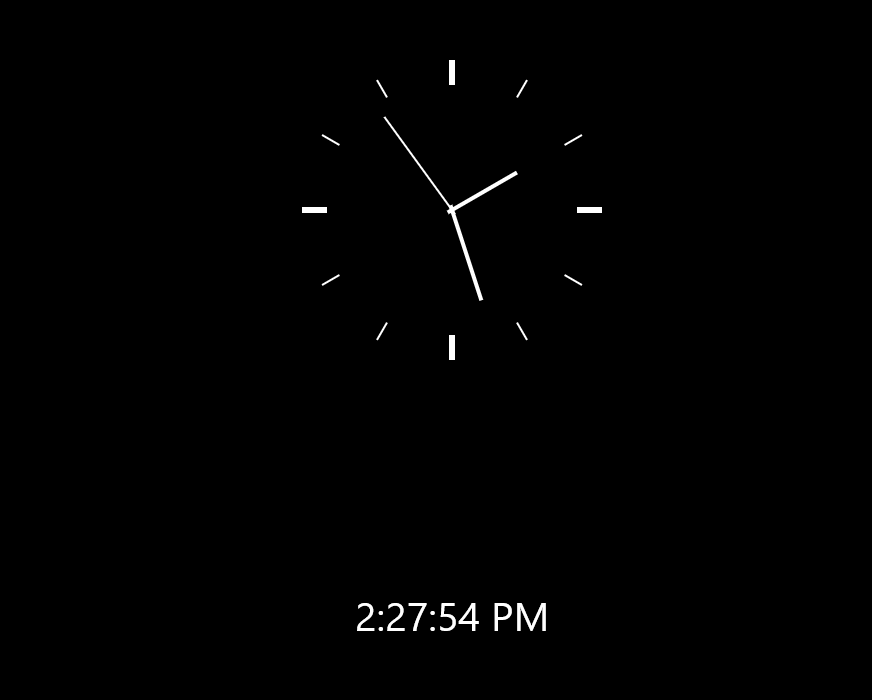 screenshot of the clock app