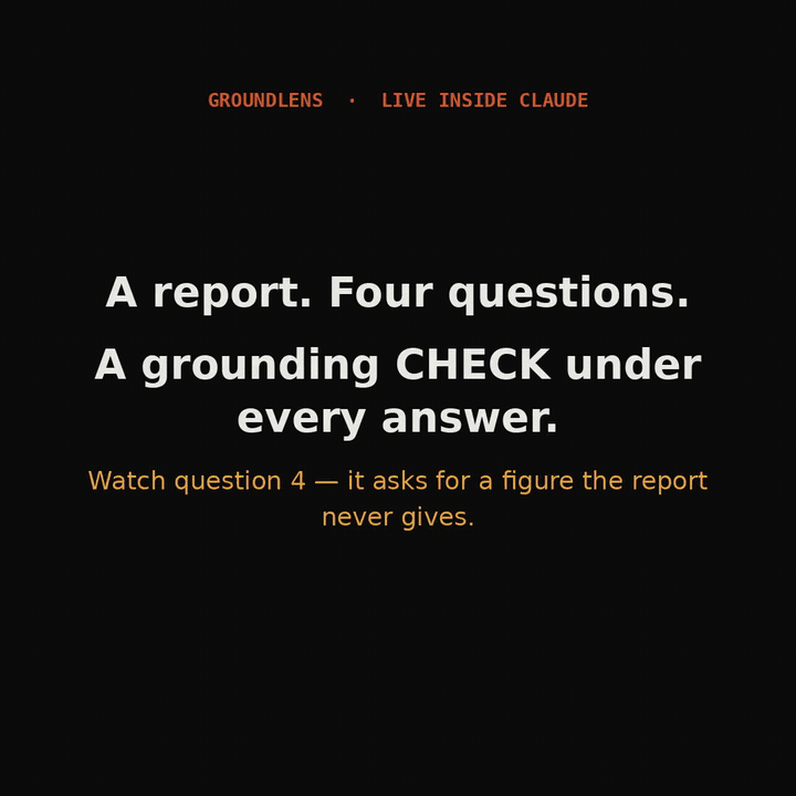 A deterministic CHECK printed live under every answer inside Claude