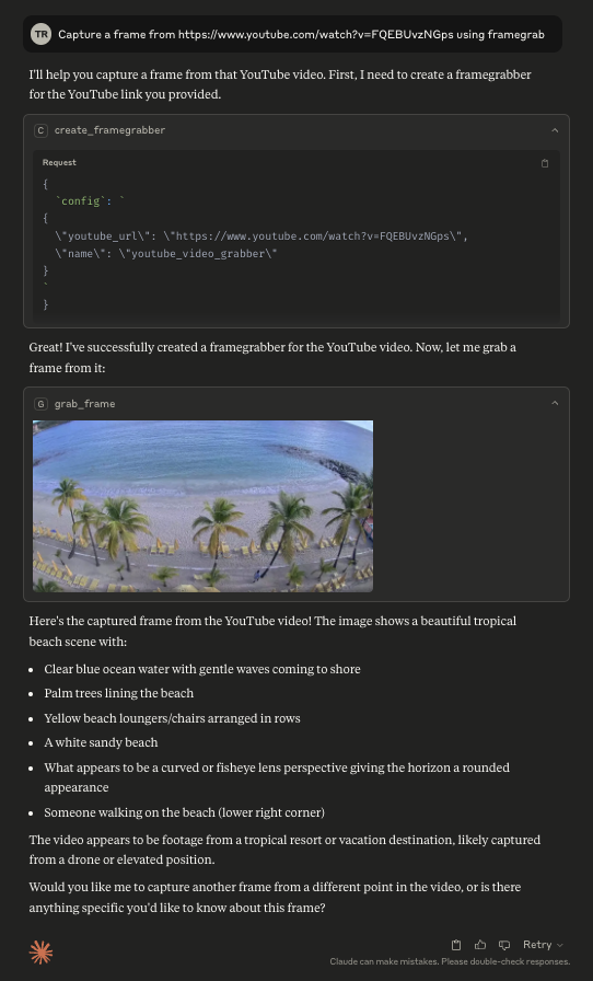 Framegrab MCP Server in action