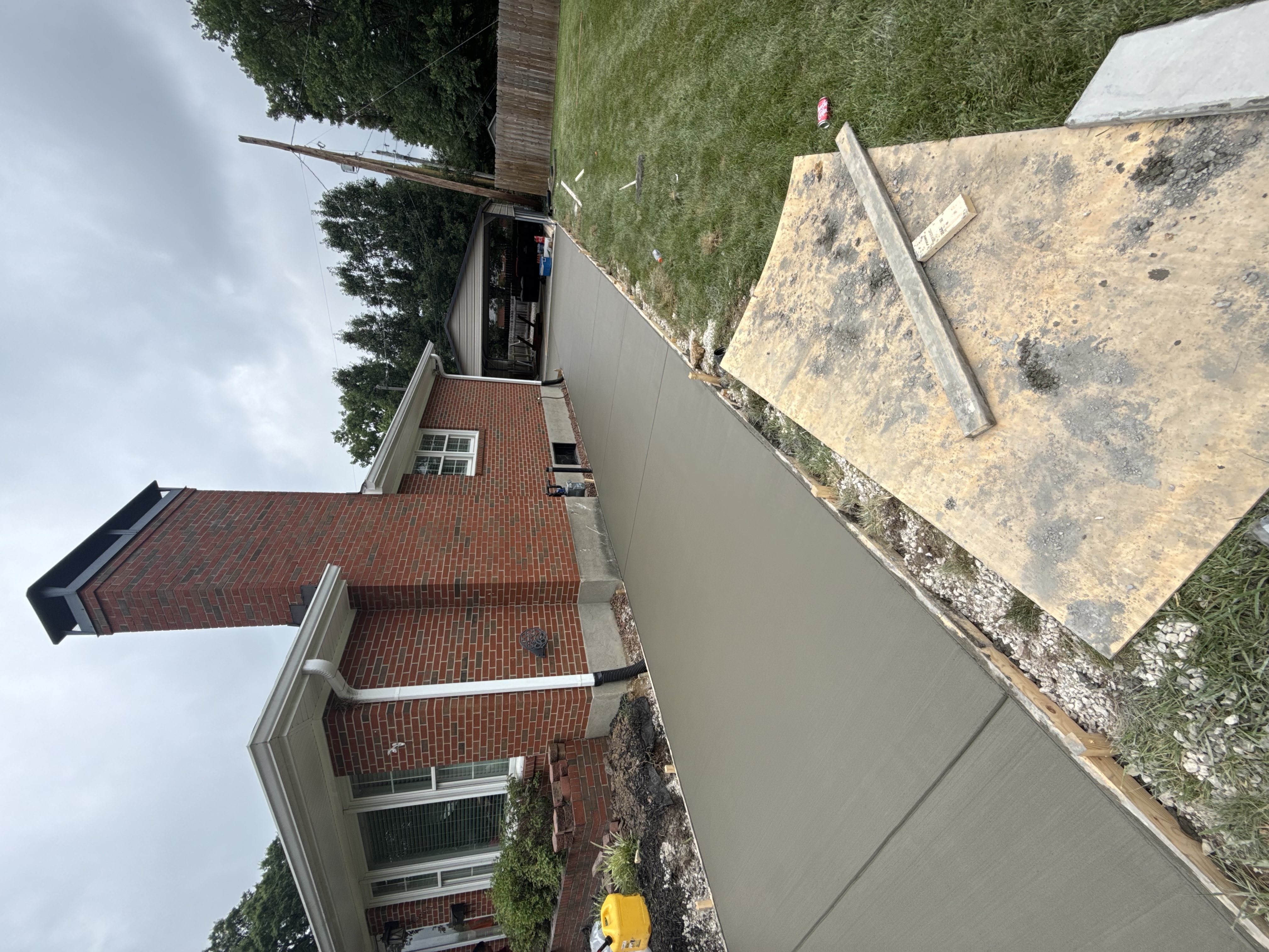 Fresh concrete driveway