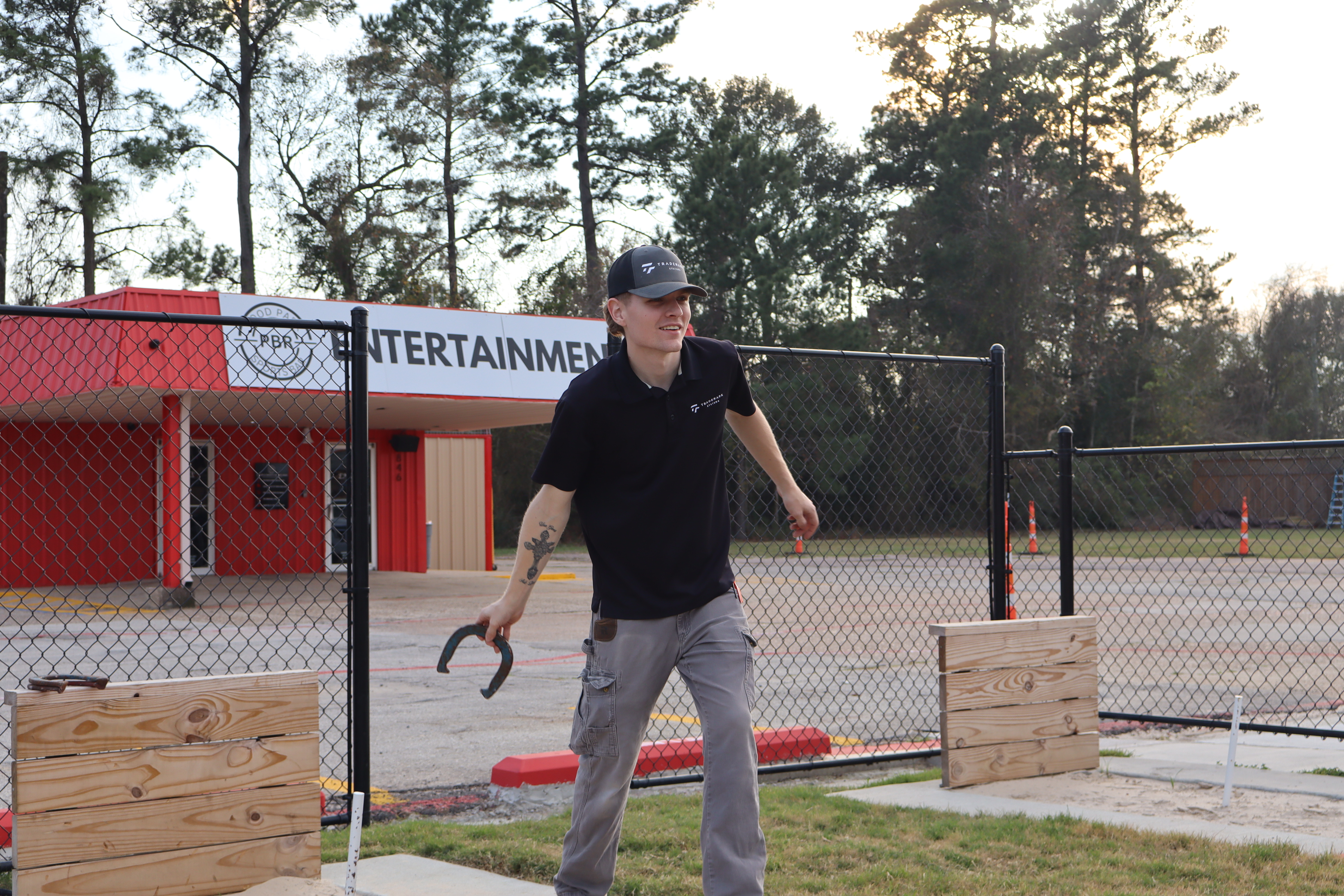 Player throwing horseshoe at PBR