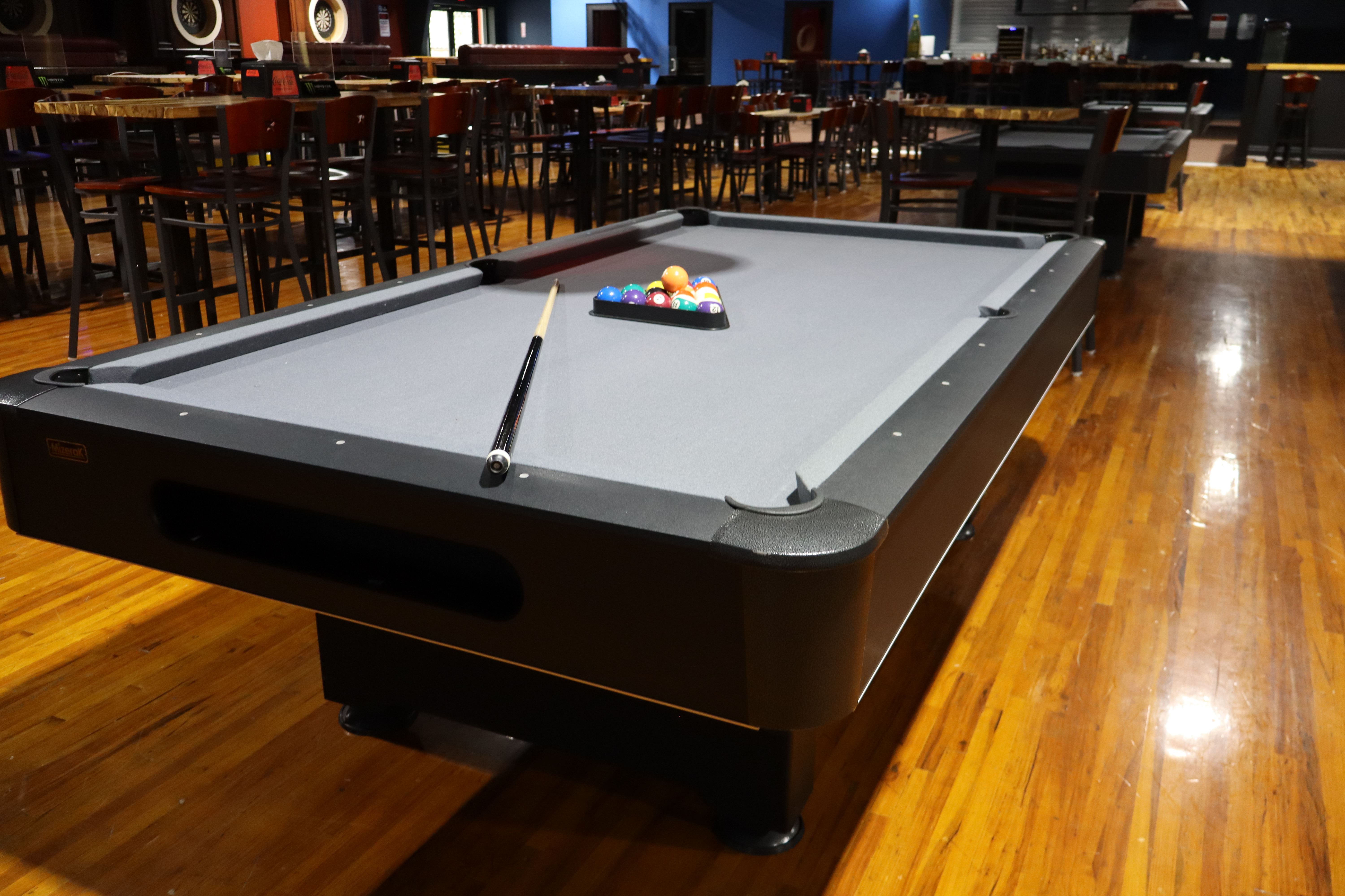 Pool table with racked balls at PBR