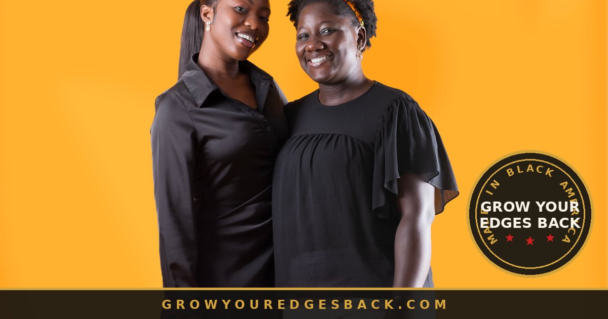 Two women with different natural hairstyles, headband and sleek ponytail - Grow Your Edges Back