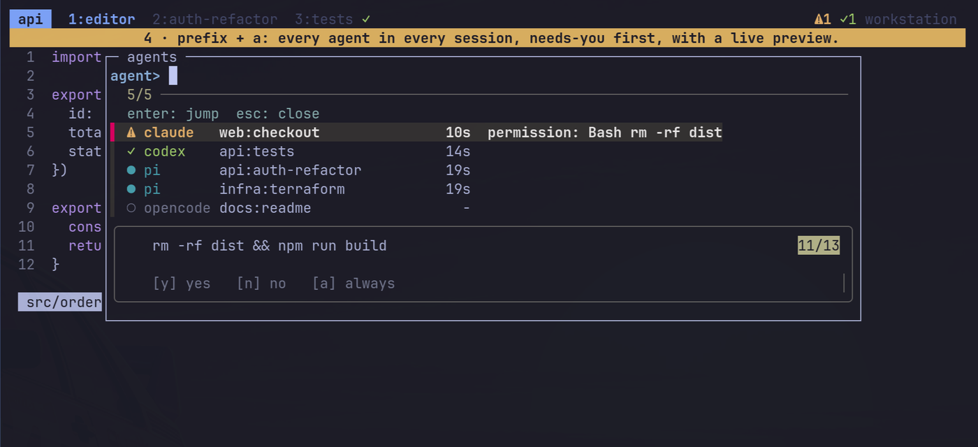 Agent picker with live preview