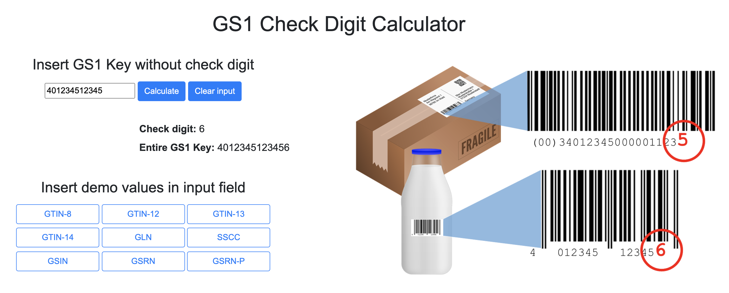 GS1 Check Digit Calculator Demo Tool 