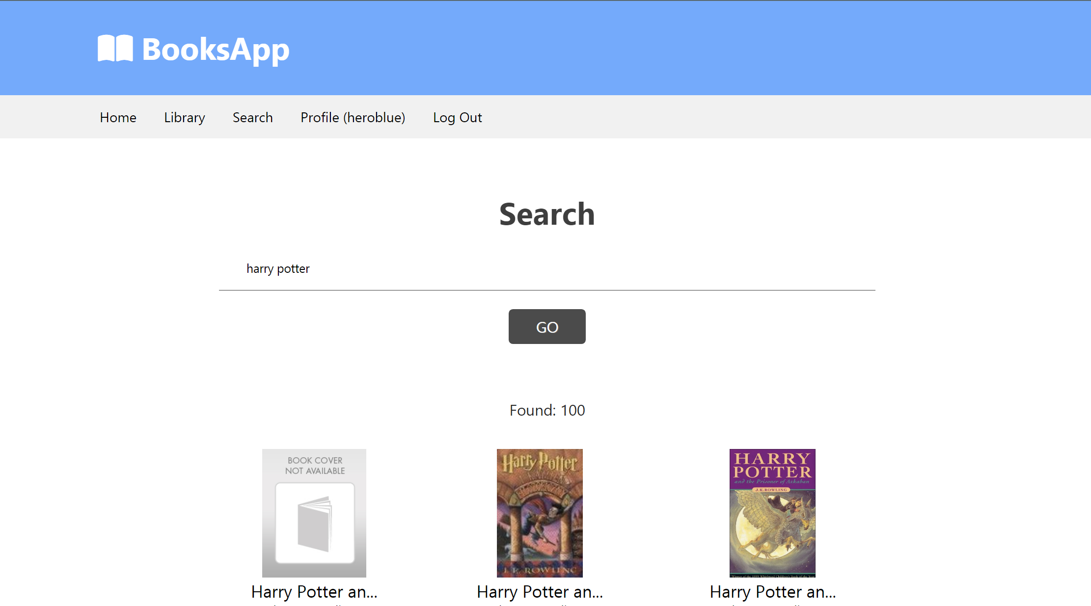 Book app, search feature