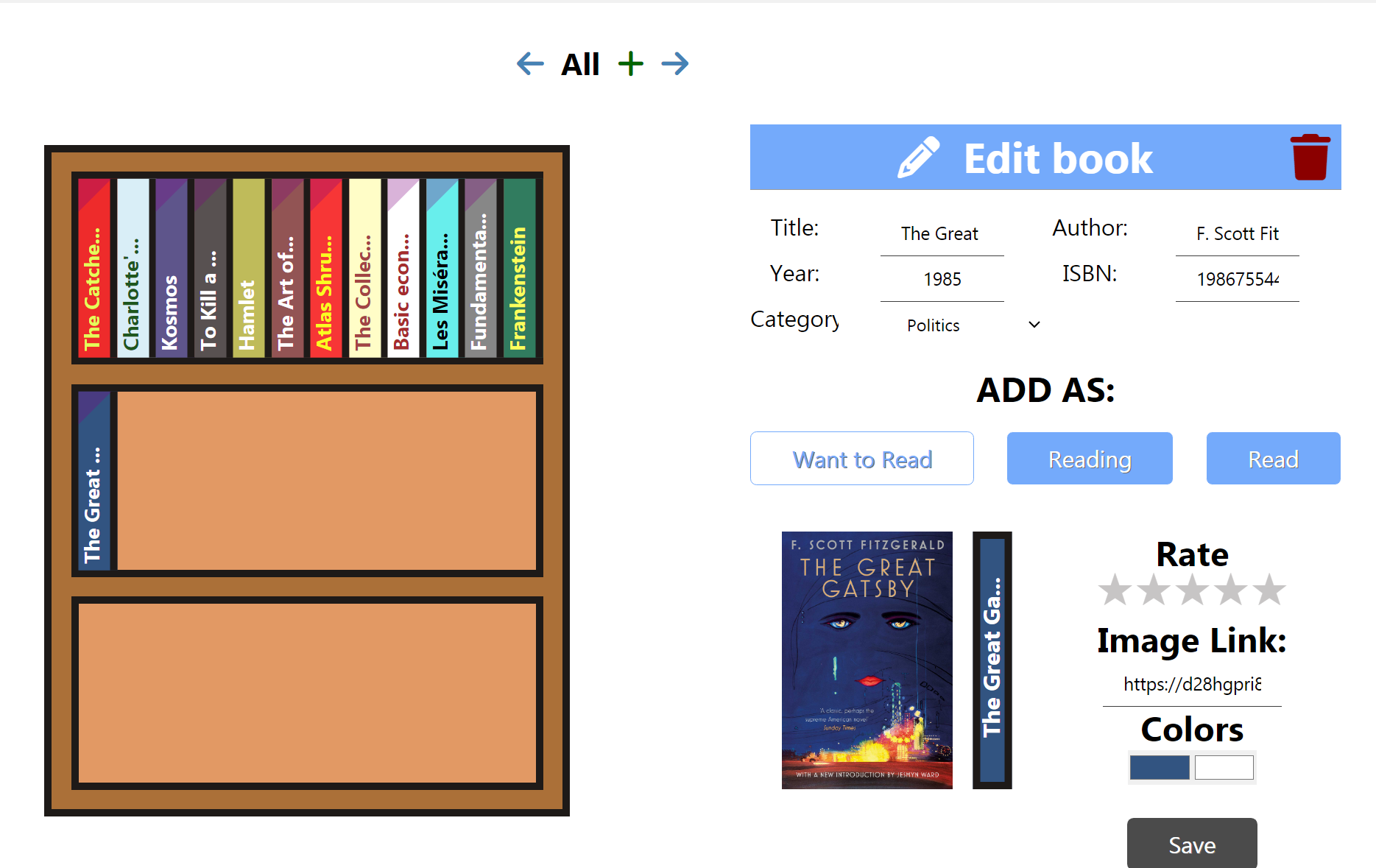 Book app, library feature