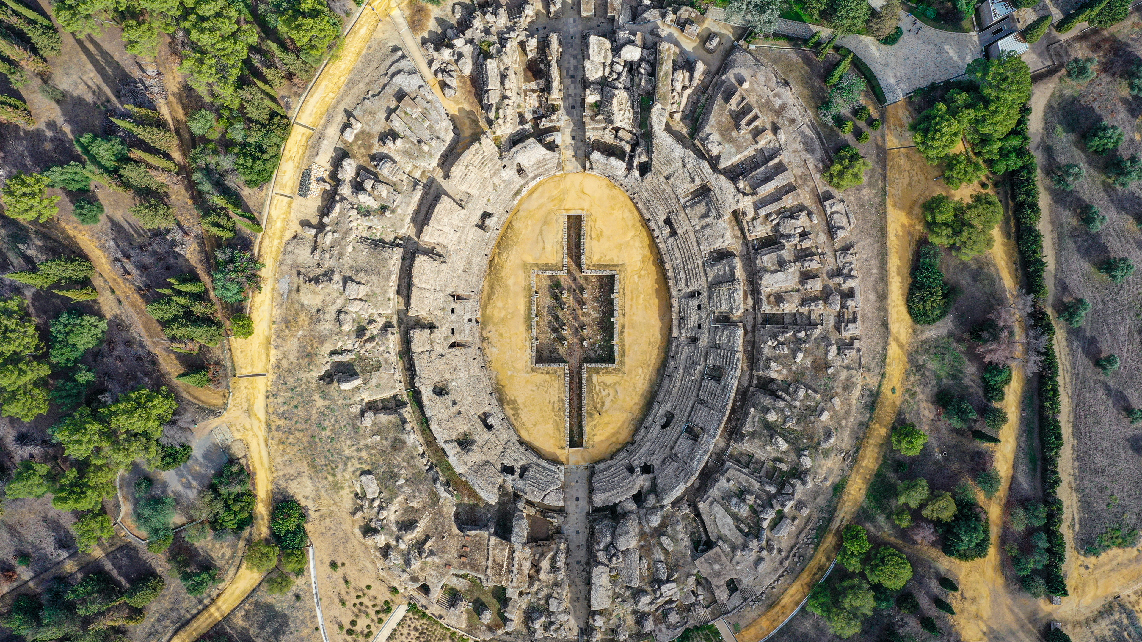 意大利卡，桑蒂蓬塞的一座古罗马城市，塞维利亚，安达卢西亚，西班牙 (© Moses Palermo/Amazing Aerial Agency)