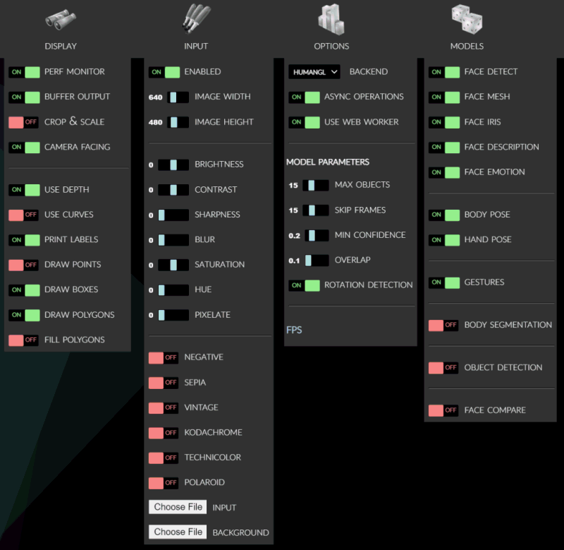 Options visible in demo