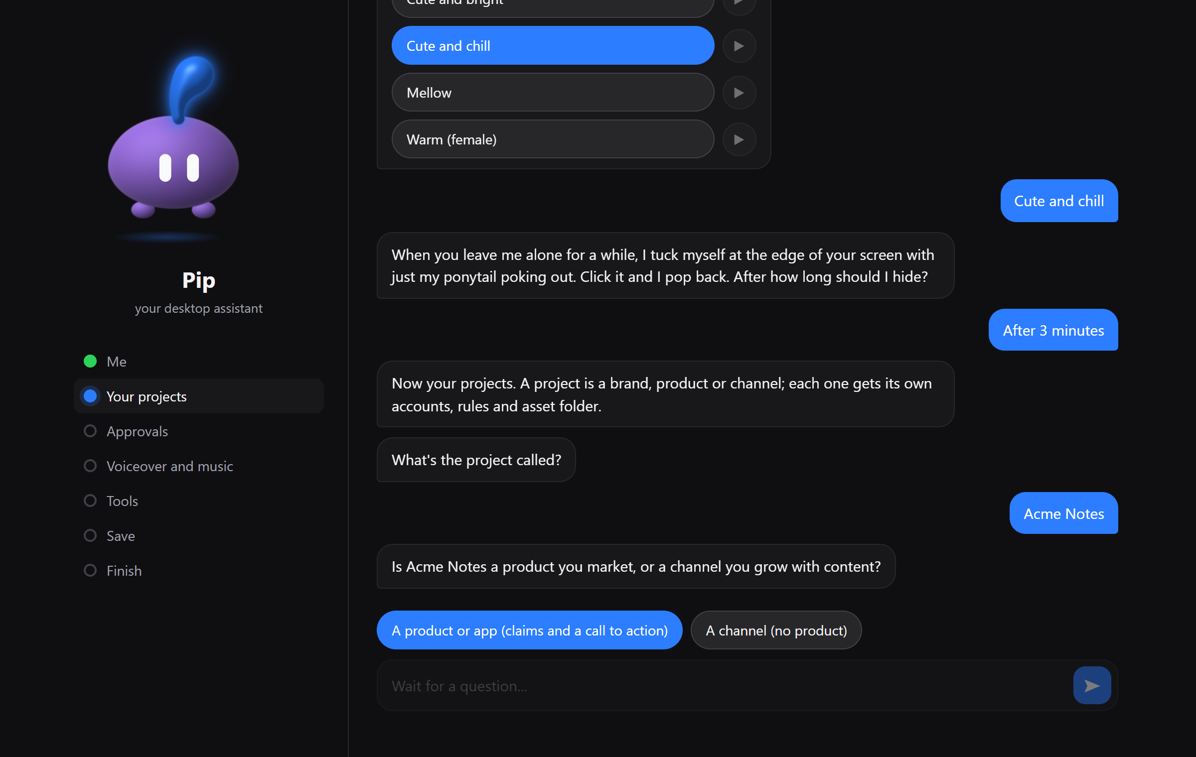 Setup as a chat with cc