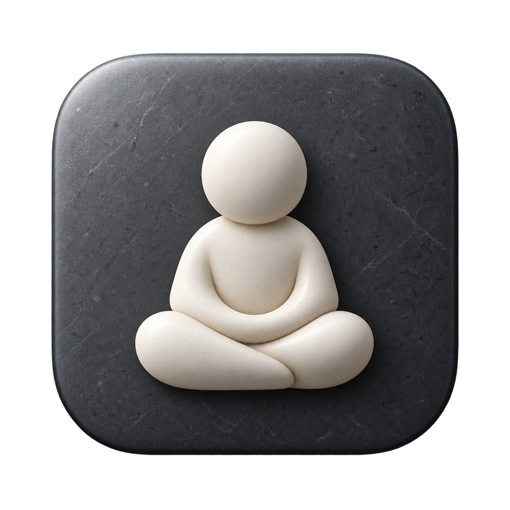MonkShift app icon: a ceramic Zen monk on a graphite tile